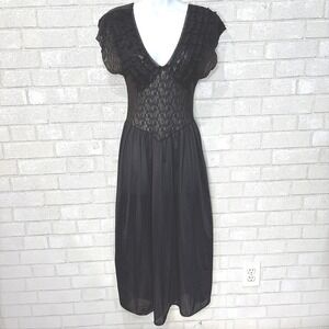 Vintage Goth Lace Slip Dress S Witch‎ Medieval Vamp Dark Romantic Lingerie USA